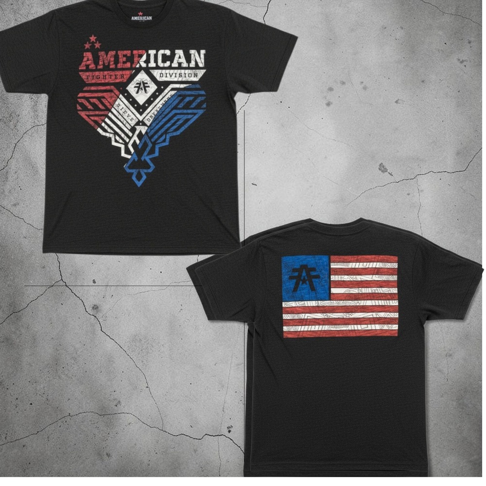 American‎ Fighter Men's Pitch Black Dip Die Altair Double Sided Tee in XL
